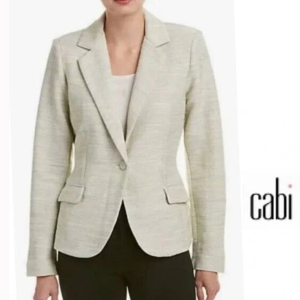 CAbi One Fine Day Lemon Zest Tweed Bouclé single button Blazer Jacket 8 - Picture 2 of 16
